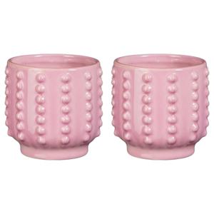 Pot - 2x - boaz - gebobbeld - roze - 13 x 14 cm