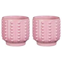 Pot - 2x - boaz - gebobbeld - roze - 13 x 14 cm