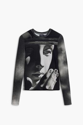 Lange mouwen T-shirt met sculptuur - BLACK - M