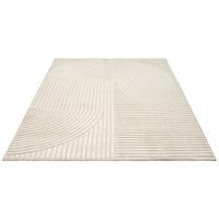 Vloerkleed Elio Japandi - Modern Design met Halve Cirkels in Beige-80 x 300 cm