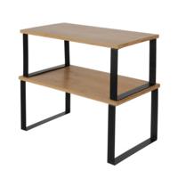 Ruhhy Keuken/aanrecht rekje - metaal/bamboe hout - keuken organizer - 2-delig