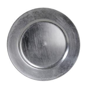 Kaarsenbord - zilver glimmend - D33 cm - kunststof - kaarsen onderborden