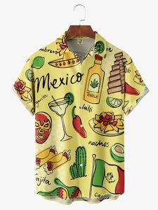 Mexican Tacos Chest Pocket Short Sleeve Hawaiian Shirt