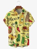 Mexican Tacos Chest Pocket Short Sleeve Hawaiian Shirt