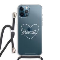 Friends heart pastel: iPhone 12 Pro Max Transparant Hoesje met koord