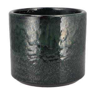 DK Design Bloempot Green Glaze - rond - groen - D18 x H20 cm - glans