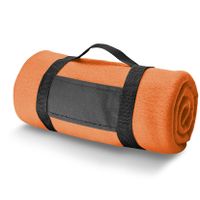 1x Fleece dekens/plaids oranje met afneembaar handvat 150 x 120 cm