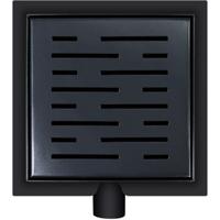 Wiesbaden Mat Zwarte Doucheput Zijuitlaat 20x20cm met Flens