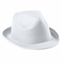 Carnaval verkleed trilby hoedje - wit - polyester - volwassenen/heren/dames - thumbnail