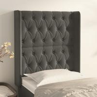Hoofdbord met randen 83x16x118/128 cm fluweel donkergrijs