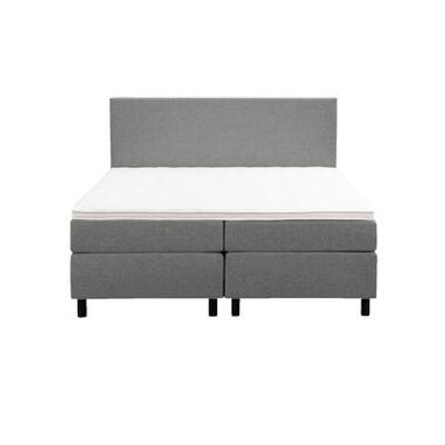 Boxspring Liv egaal - lichtgrijs - 160x200 cm - ronde poot - Leen Bakker