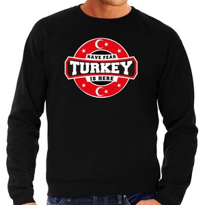 Have fear Turkey is here / Turkije supporter sweater zwart voor heren