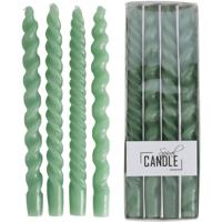Drip diner kaars spiraal was groen 10.2x2.7x31 cm 4 stuks HD Collection - Hd collection