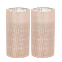 Home & Styling luxe LED kaars - 2x - in glas - warm wit - D7,5 x H15 cm - Stompkaarsen - Sfeer kaars