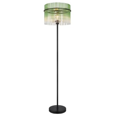 Globo Zwarte vloerlampGorley met groen glas Ø 38cm - 15698SG