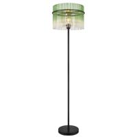 Globo Zwarte vloerlampGorley met groen glas Ø 38cm - 15698SG