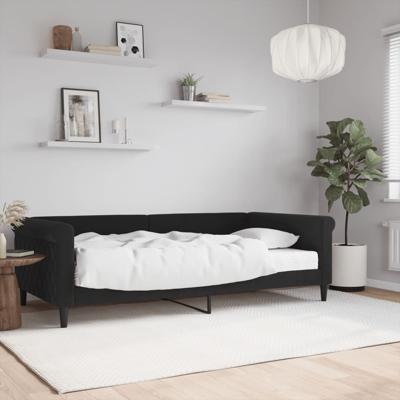 Slaapbank met matras 100x200 cm fluweel zwart