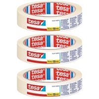 Tesa afplaktape - 3x - rol - wit - 19 mm x 25 m - schilderstape - afplakken