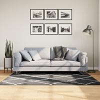 VidaXL Vloerkleed shaggy hoogpolig modern 120x170 cm zwart en crème
