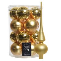 Decoris kerstballen 16x stuks 8 cm incl. piek mat goud - glas - Kerstbal - thumbnail