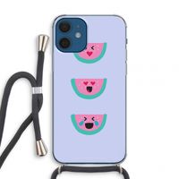 Smiley watermeloen: iPhone 12 mini Transparant Hoesje met koord