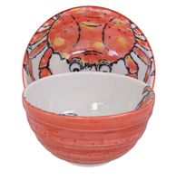 Keramische Kom met Rode Krab - Tokyo Design Studio - 500ml - 13.2 x 6.8cm