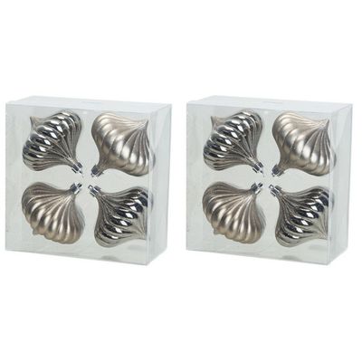 12x Zilveren tol kerstballen 10 cm kunststof kerstversiering