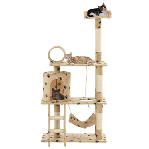 VidaXL Kattenkrabpaal met sisal krabpalen 140 cm pootafdrukken beige