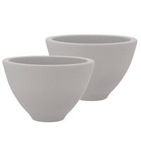 DK Design Bloempot/plantenpot - 2x - Vinci - lichtgrijs mat - voor kamerplant - D15 x H23 cm