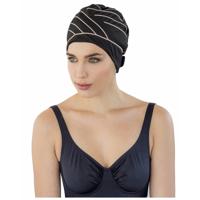 Fashy Badmuts - zwart/bruine - lijnen - voor dames - zwemsport - zwemmen