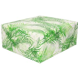 Verjaardag kadopapier wit met groene palmbomen/palmbladeren print 200 x 70 cm   -