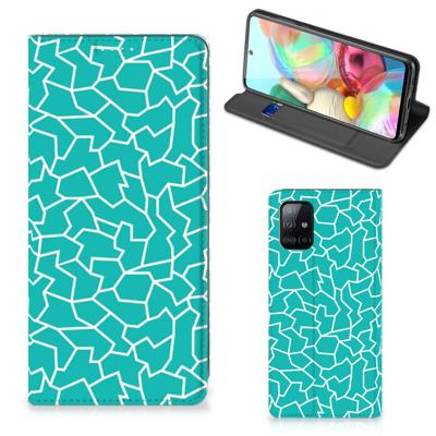 Samsung Galaxy A71 | Bookcase | Cracks Blue