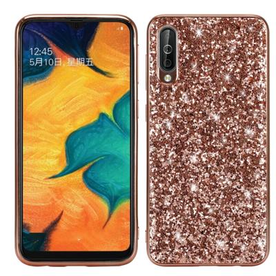Glittery poeder schokbestendig TPU Case voor Galaxy A70 (Rose Gold)
