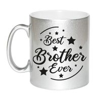 Zilveren Best Brother Ever cadeau koffiemok / theebeker 330 ml - thumbnail