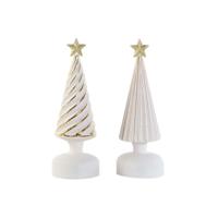 Kerstversiering DKD Home Decor Wit Gouden 9 x 9 x 25 cm (2 Stuks)