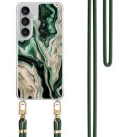 Samsung Galaxy S25 FE hoesje met groen koord - Green waves