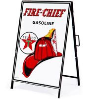 Texaco Fire Chief Gasoline Metalen Frame Met Bord - thumbnail