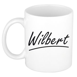 Naam cadeau mok / beker Wilbert met sierlijke letters 300 ml