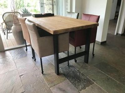 Set van 4 leren kuip eetkamerstoelen - met wieltjes - verschillende kleuren leer - Echt leer, Modern, ontdek de vele Leersoorten en Kleuren bij ShopX