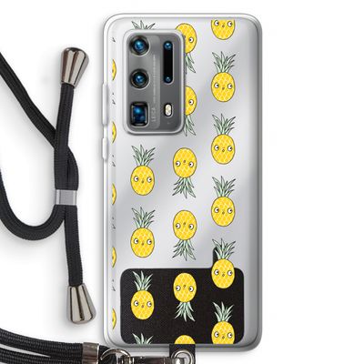 Ananas: Huawei P40 Pro Plus Transparant Hoesje met koord