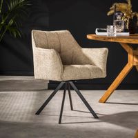 LifestyleFurn Eetkamerstoel 'Thandie' Bouclé, Draaibaar, kleur Boucle zandkleur LifestyleFurn Eetkamerstoel 'Thandie' Bouclé, Draaibaar, kleur Boucle zandkleur