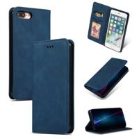 Retro huid voelen Business magnetische horizontale Flip lederen case voor iPhone 8 plus/7 Plus (marineblauw)