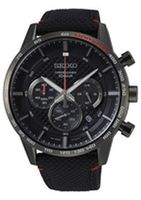 Horlogeband Seiko SSB359P1 / 8T63-00L0 / L0KF011N0 Leder/Textiel Zwart 22mm