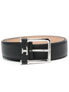 Tod's ceinture en cuir grainé à boucle logo - Noir