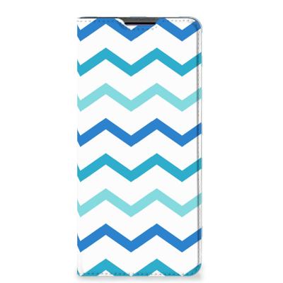 Motorola Edge 30 Pro | Hoesje met Magneet | Zigzag Blauw Motorola Edge 30 Pro | Hoesje met Magneet | Zigzag Blauw