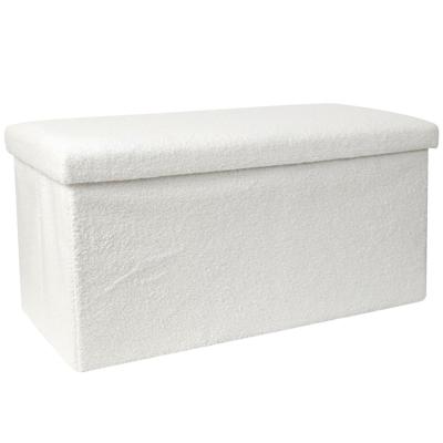 Hocker/poef opvouwbaar - wit - natuurlijk - MDF - 76 x 38 cm
