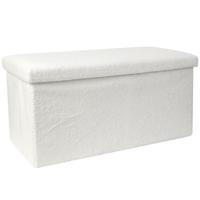 Hocker/poef opvouwbaar - wit - natuurlijk - MDF - 76 x 38 cm