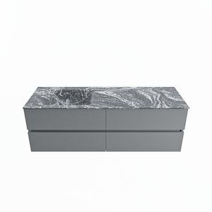 MONDIAZ VICA-DLUX 150cm badmeubel onderkast Plata 4 lades. Inbouw wastafel CLOUD links zonder kraangat, kleur Lava.