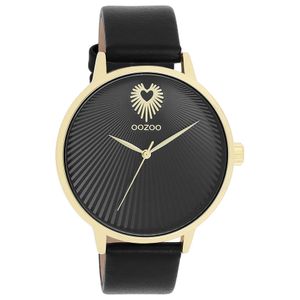 OOZOO C11242 Horloge Timepieces staal-leder goudkleurig-zwart 42 mm