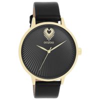 OOZOO C11242 Horloge Timepieces staal-leder goudkleurig-zwart 42 mm